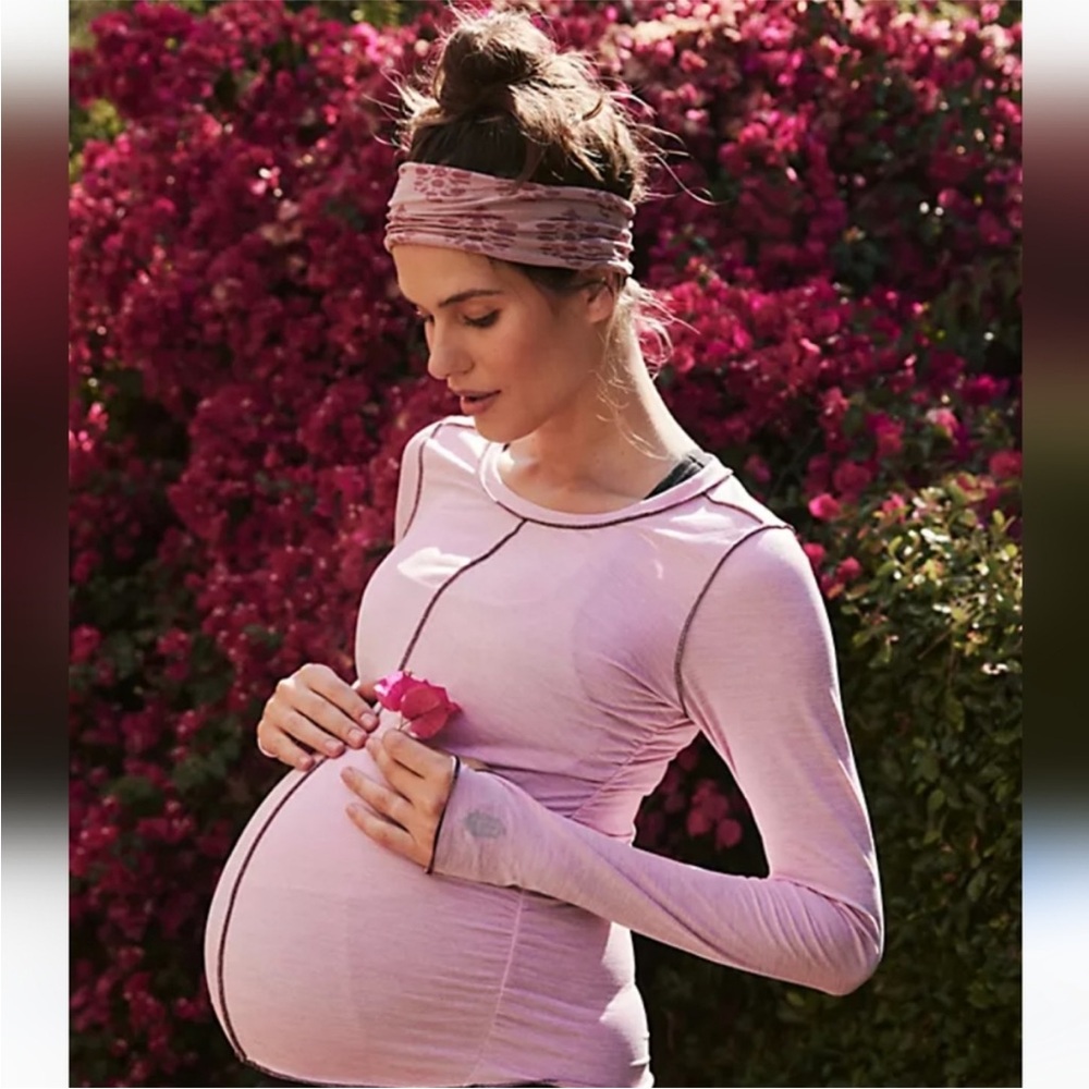 Free People Pink Long Sleeve Tee